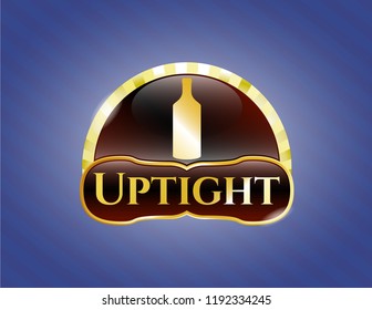  Shiny badge with bottle icon and Uptight text inside