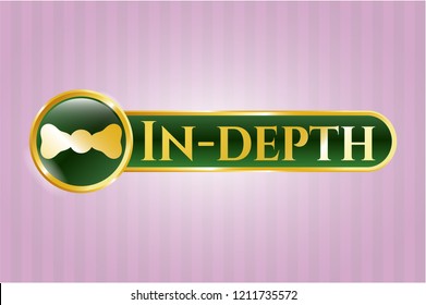  Shiny badge with bow tie icon and In-depth text inside