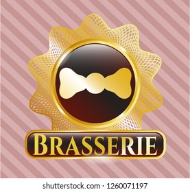  Shiny badge with bow tie icon and Brasserie text inside