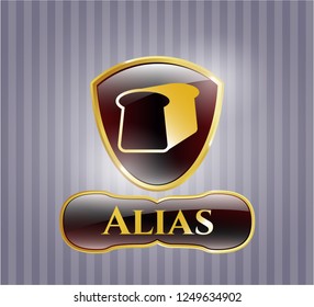  Shiny badge with bread icon and Alias text inside