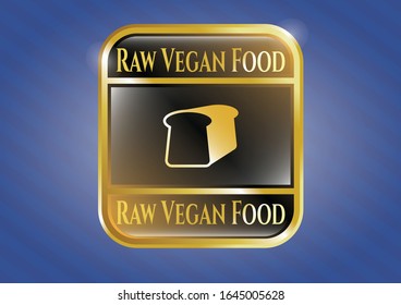  Shiny badge with bread icon and Raw Vegan Food text inside