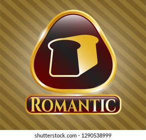  Shiny badge with bread icon and Romantic text inside