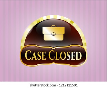  Shiny badge with briefcase icon and Case Closed text inside