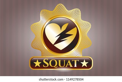  Shiny badge with broken heart icon and Squat text inside