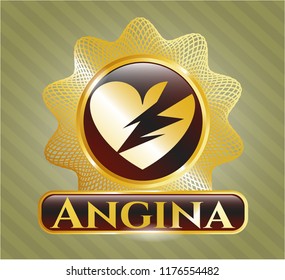  Shiny badge with broken heart icon and Angina text inside