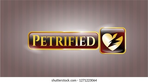  Shiny badge with broken heart icon and Petrified text inside
