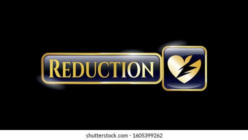 Shiny badge with broken heart icon and Reduction text inside