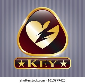  Shiny badge with broken heart icon and Key text inside