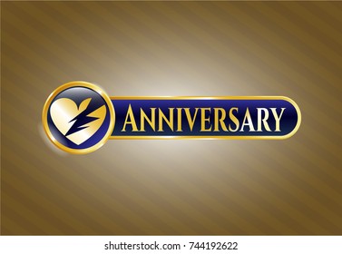  Shiny badge with broken heart icon and Anniversary text inside
