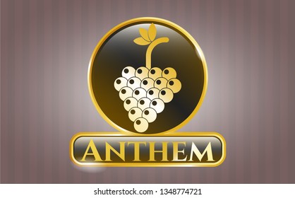  Shiny badge with bunch of grapes icon and Anthem text inside