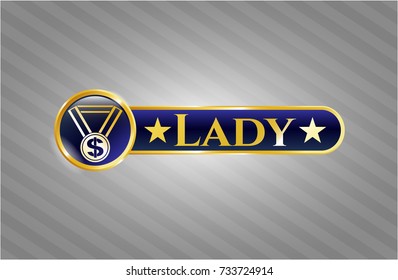  Shiny badge with business award icon and Lady text inside