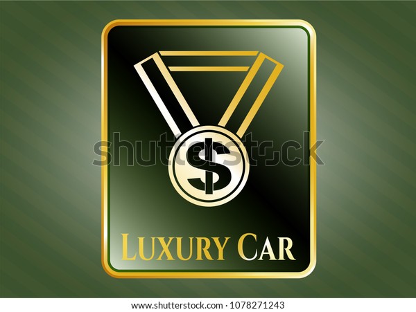   Shiny badge with business award icon and Luxury\
Car text inside
