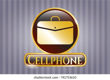  Shiny badge with business briefcase icon and Cellphone text inside