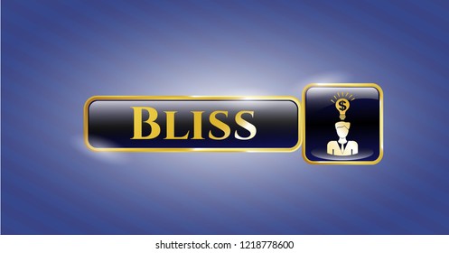  Shiny badge with business idea icon and Bliss text inside