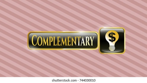  Shiny badge with business idea icon and Complementary text inside