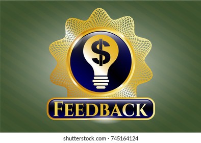  Shiny badge with business idea icon and Feedback text inside