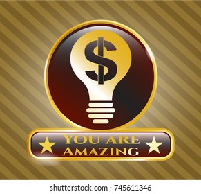  Shiny badge with business idea icon and You are Amazing text inside