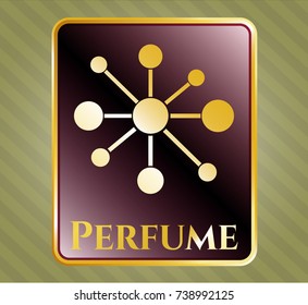  Shiny badge with business network icon and Perfume text inside