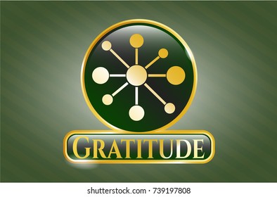  Shiny badge with business network icon and Gratitude text inside