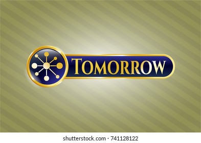 Shiny badge with business network icon and Tomorrow text inside