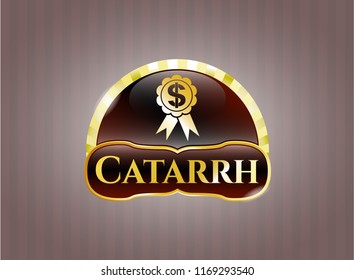  Shiny badge with business ribbon icon and Catarrh text inside