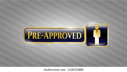  Shiny badge with businessman icon and Pre-Approved text inside