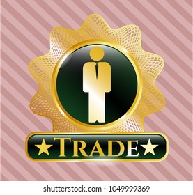 Shiny badge with businessman icon and Trade text inside