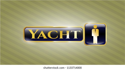  Shiny badge with businessman icon and Yacht text inside