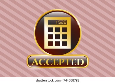  Shiny badge with calculator icon and Accepted text inside