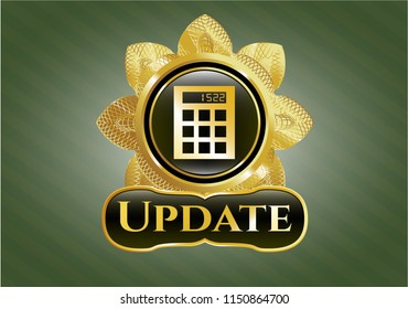  Shiny badge with calculator icon and Update text inside