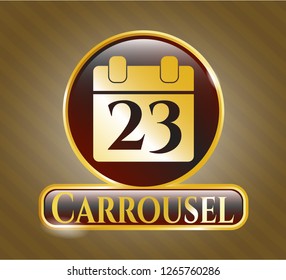  Shiny badge with calendar icon and Carrousel text inside