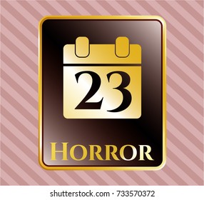  Shiny badge with calendar icon and Horror text inside