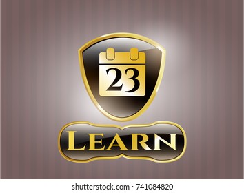  Shiny badge with calendar icon and Learn text inside