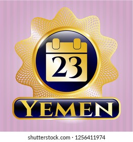  Shiny badge with calendar icon and Yemen text inside