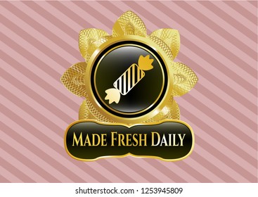  Shiny badge with candy icon and Made Fresh Daily text inside