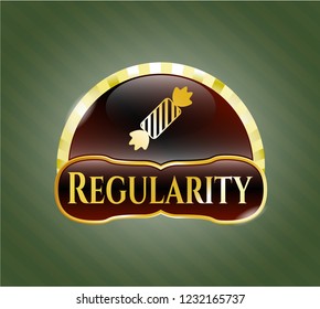  Shiny badge with candy icon and Regularity text inside