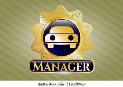  Shiny badge with car seen from front icon and Manager text inside