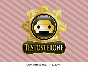  Shiny badge with car seen from front icon and Testosterone text inside