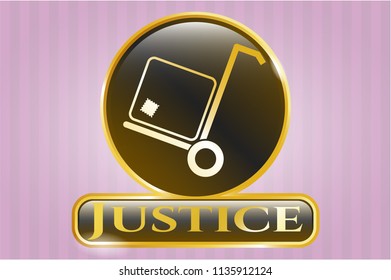  Shiny badge with cargo icon and Justice text inside