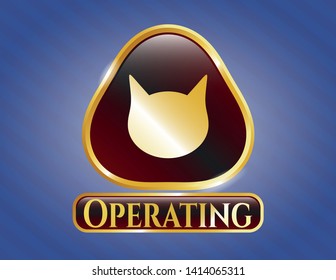  Shiny badge with cat face icon and Operating text inside