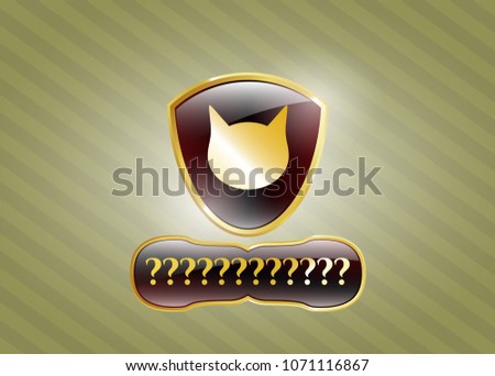  Shiny badge with cat face icon and Question Mark text inside