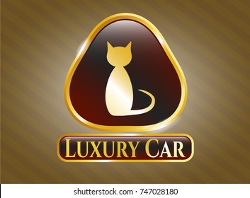  Shiny badge with cat icon and Luxury Car text inside
