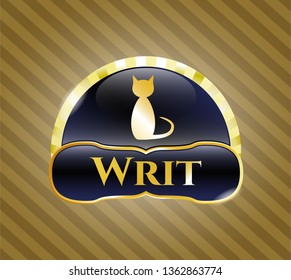  Shiny badge with cat icon and Writ text inside