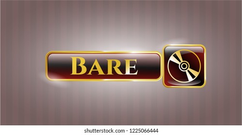  Shiny badge with CD or DVD disc icon and Bare text inside