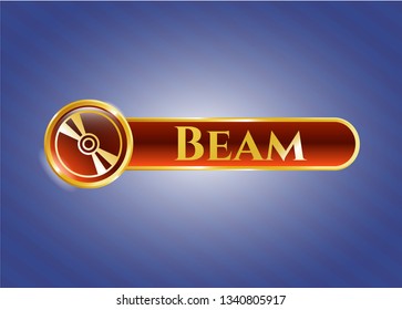  Shiny badge with CD or DVD disc icon and Beam text inside