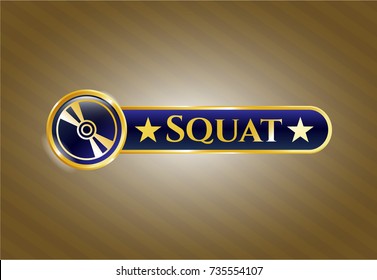  Shiny badge with CD or DVD disc icon and Squat text inside