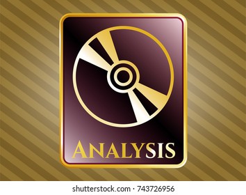  Shiny badge with CD or DVD disc icon and Analysis text inside
