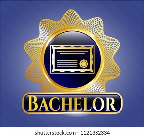  Shiny badge with certificate icon and Bachelor text inside
