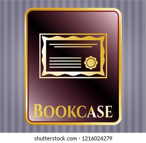  Shiny badge with certificate icon and Bookcase text inside