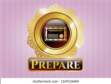  Shiny badge with certificate icon and Prepare text inside